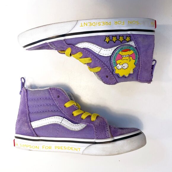Vans x The Simpsons Kids Sk8 Hi Zip Lisa 4 Prez, Size 8.5 - Picture 4 of 8